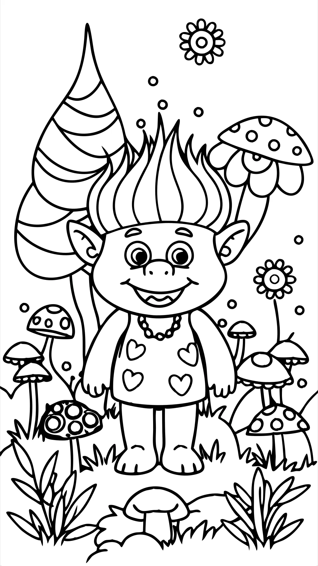 trolls coloring pages branch